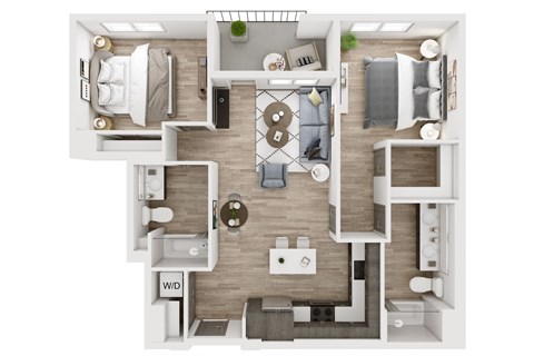 a floor plan of a bedroom with a bathroom and a living room